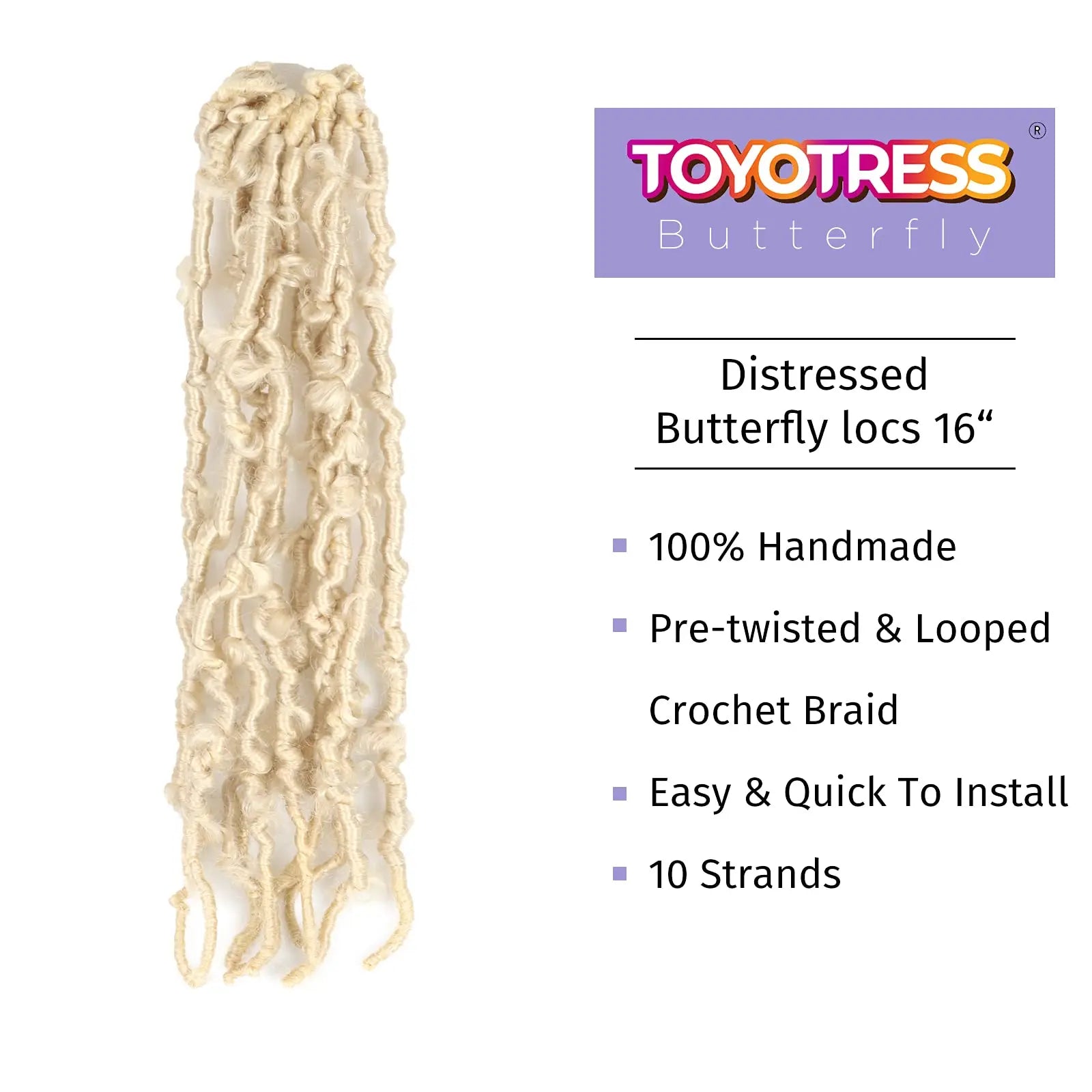 Toyotress Distressed Butterfly Locs Pre-twisted Distressed Synthetic Crochet Hair